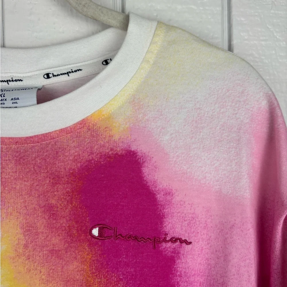 Champion Women's XL Colorful Tie-Dye Front Bow Tie Short Sleeve - Picture 5 of 12